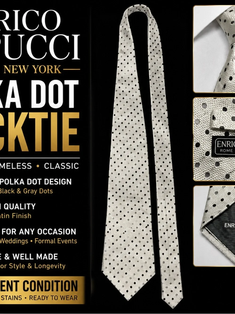 Silver Polka Dot Men's Tie